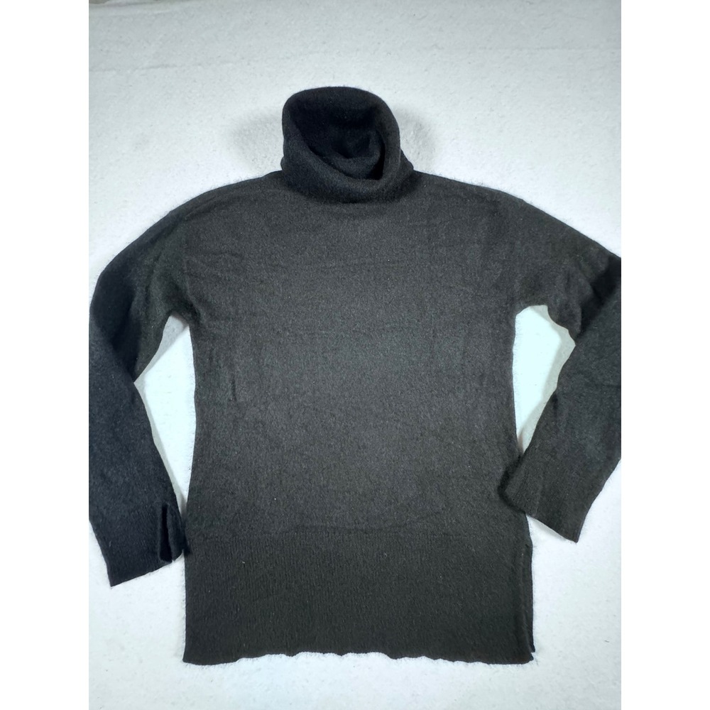 Charter Club Luxury Black 100% Cashmere Turtleneck Sweater Side Slit XS